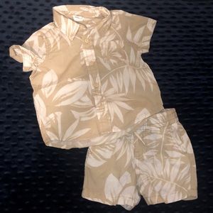 Gap 6-12 month Hawaiian shirt and shorts set